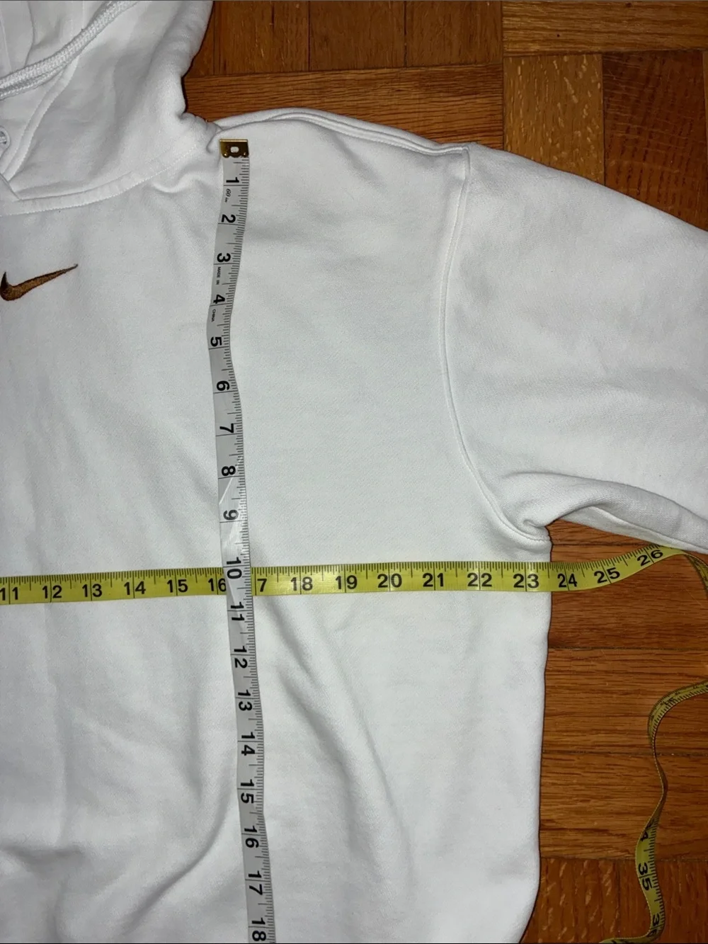 Nike Hoodie, White w/Brown Swoosh, Size S, Unisex